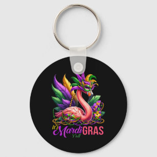 Mardi Gras Flamingo Hawaiian Tropical Party Men Wo Key Ring
