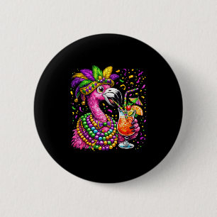 Mardi Gras Flamingo Hurricane Tail Funny  6 Cm Round Badge