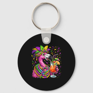Mardi Gras Flamingo Hurricane Tail Funny Key Ring