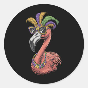 Mardi Gras Flamingo It's Mardi Gras Yall Costume W Classic Round Sticker