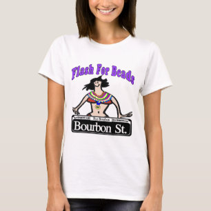Mardi Gras Flash for Beads Bourbon St T-Shirt