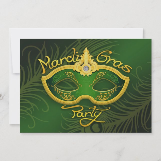 Mardi Gras Flat Invitation (Front)
