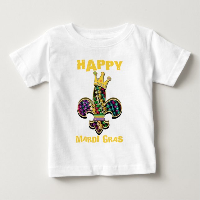 Mardi Gras Fleur Celebrate Baby T-Shirt (Front)