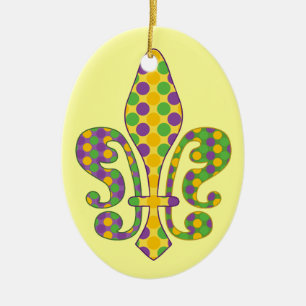 Mardi Gras Fleur de dots Ceramic Tree Decoration