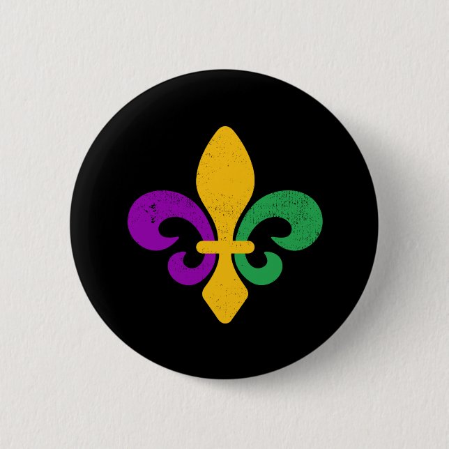 Mardi Gras Fleur De Lis 6 Cm Round Badge (Front)
