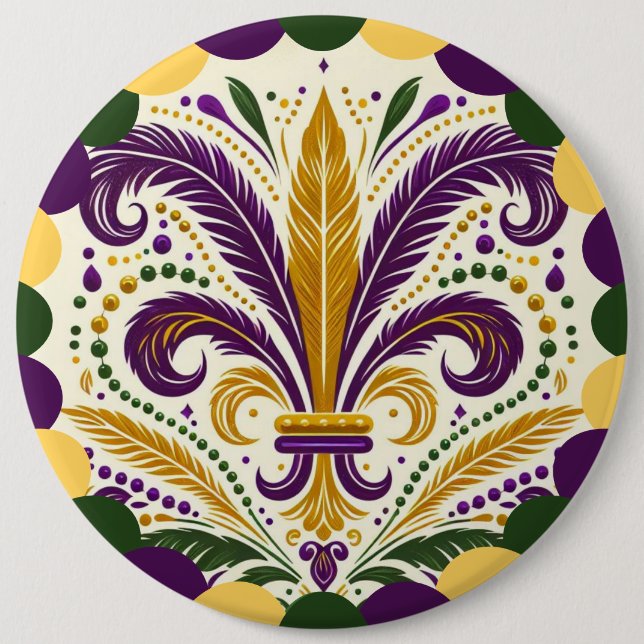 Mardi Gras fleur-de-lis  6 Cm Round Badge (Front)