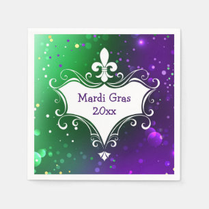 Mardi Gras Fleur-de-lis Add Year Napkin
