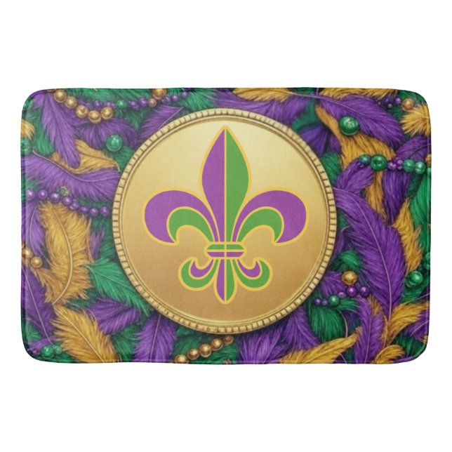 Mardi Gras Fleur de lis Bath Mat (Front)