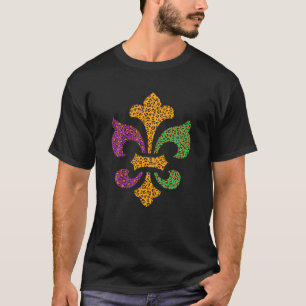 Mardi Gras Fleur De Lis Beads Carnival Party Costu T-Shirt