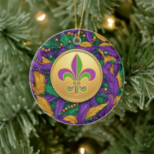 Mardi Gras Fleur de lis Ceramic Ornament