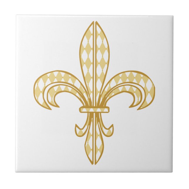 Mardi Gras Fleur De Lis Ceramic Tile (Front)