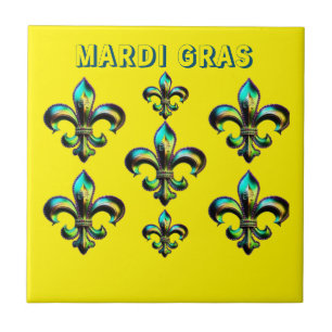 Mardi Gras Fleur De Lis Ceramic Tile