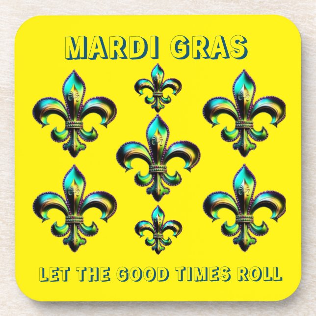 Mardi Gras Fleur De Lis Coaster (Front)
