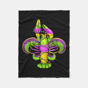Mardi Gras Fleur De Lis Crawfish Leopard Costume Fleece Blanket