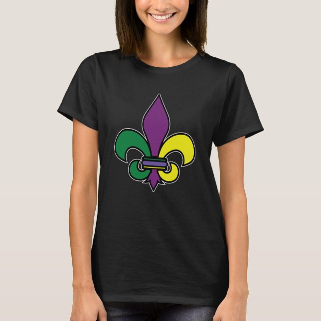 Mardi Gras Fleur De Lis Crown Carnival Costume T-Shirt (Front)