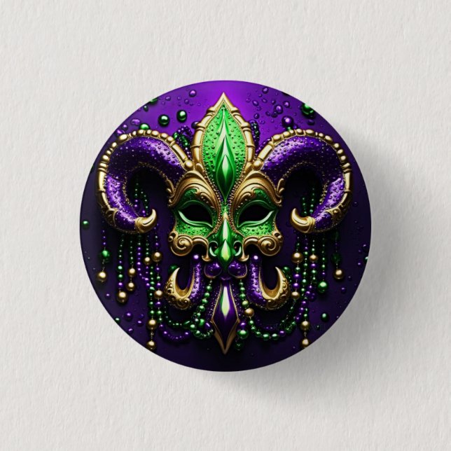 Mardi Gras Fleur De Lis Design 3 Cm Round Badge (Front)