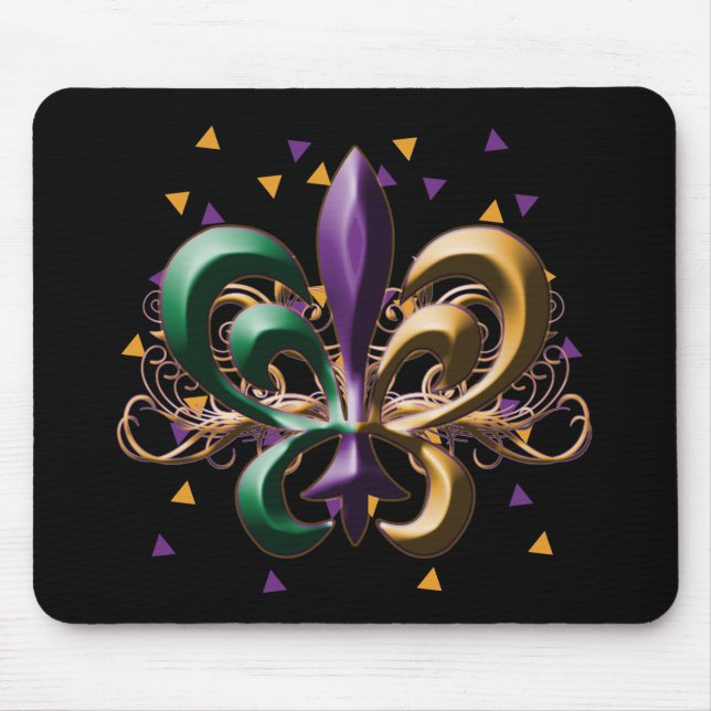 Mardi Gras Fleur de Lis Design Mouse Pad (Front)