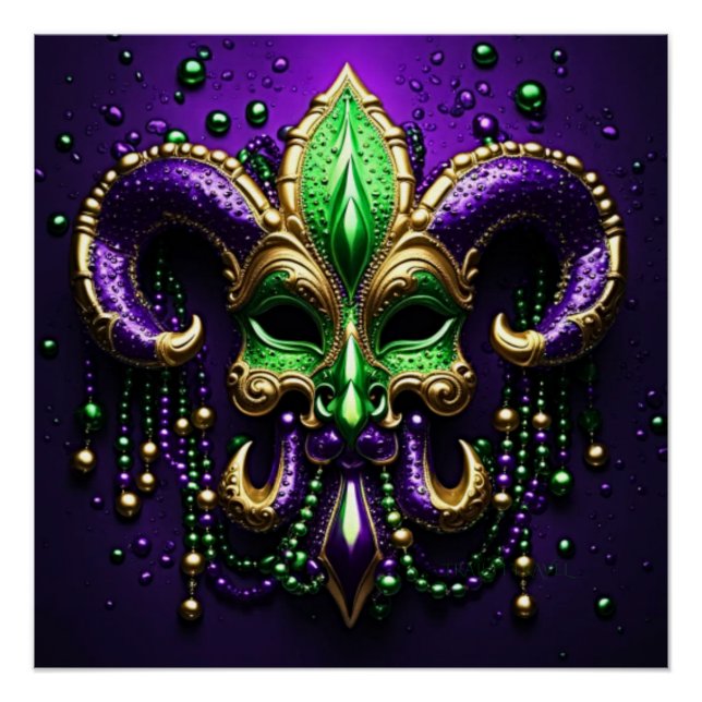 Mardi Gras Fleur De Lis Design Poster (Front)