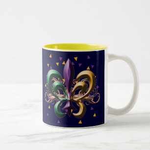 Mardi Gras Fleur de Lis Design Two-Tone Coffee Mug