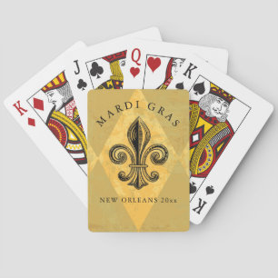 Mardi Gras Fleur-de-lis Harlequin Add Year Playing Cards