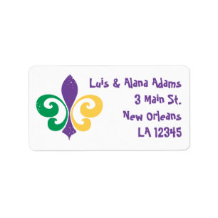 Mardi Gras Fleur De Lis Label