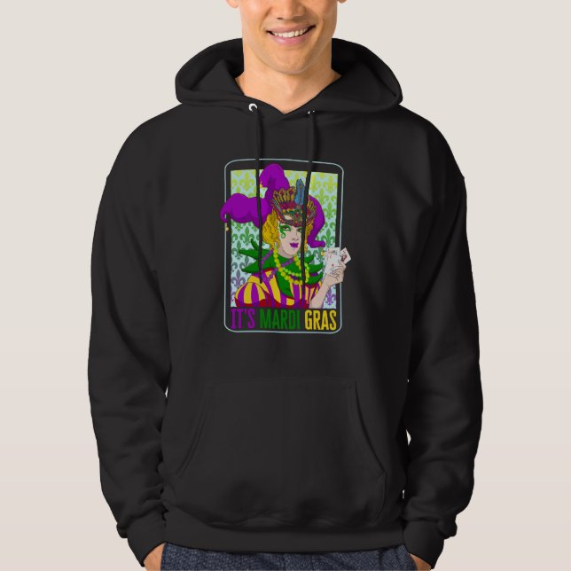 Mardi Gras Fleur De Lis Mardi Gras Carnival Jester Hoodie (Front)