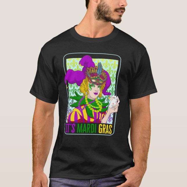Mardi Gras Fleur De Lis Mardi Gras Carnival Jester T-Shirt (Front)