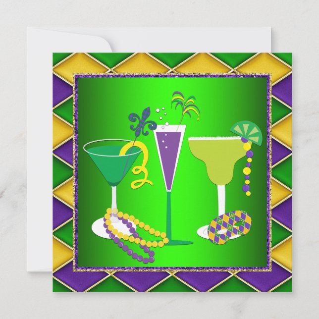 Mardi Gras Fleur De Lis Mardi Gras Party Invitation (Front)