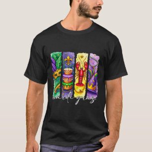 Mardi Gras Fleur De Lis Mask King Cake Crawfish Lo T-Shirt