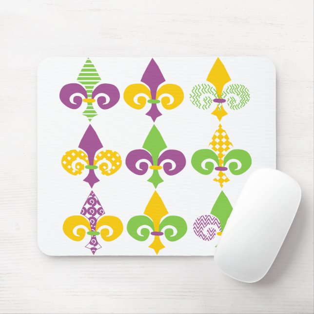 Mardi Gras Fleur de Lis Mouse Pad (With Mouse)