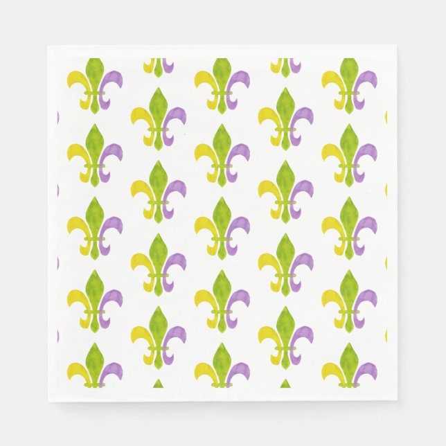 Mardi Gras Fleur de Lis on White Napkin (Front)