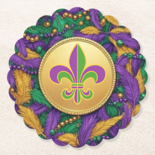 Mardi Gras Fleur de lis Paper Coaster