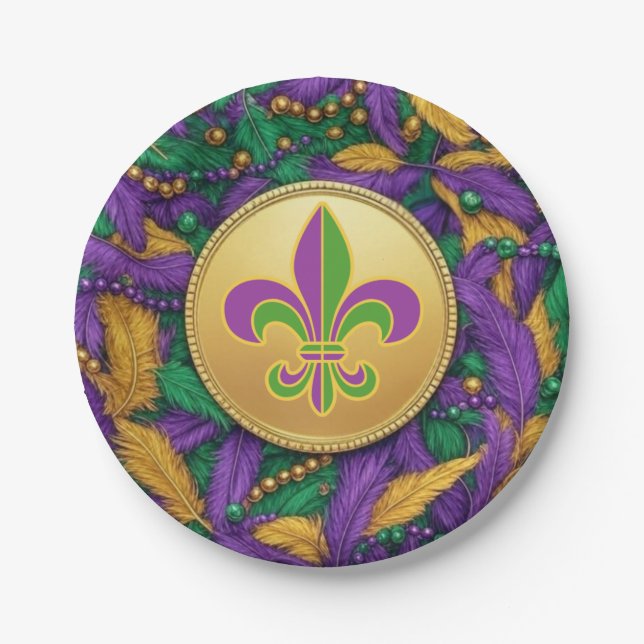 Mardi Gras Fleur de lis Paper Plate (Front)