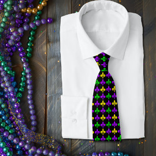 Mardi Gras Fleur de Lis Pattern Tie