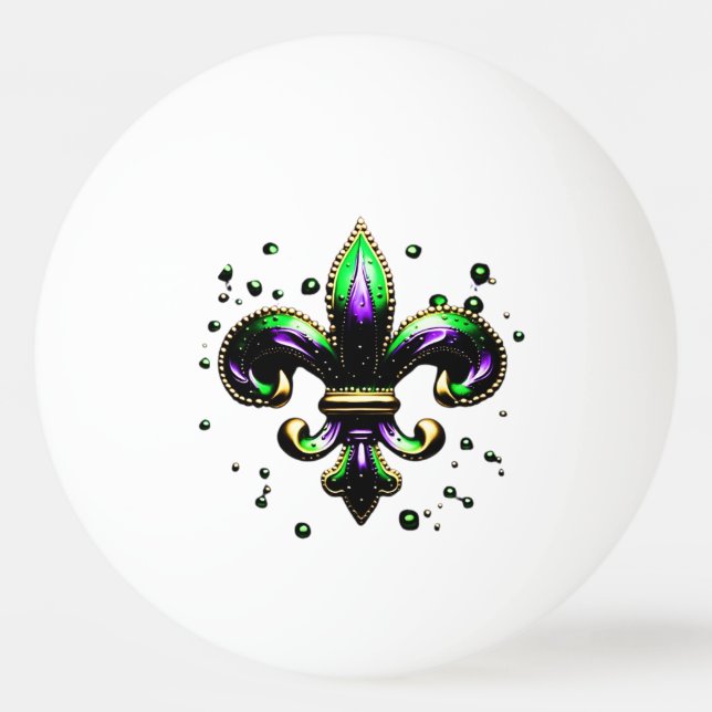 Mardi Gras Fleur de Lis Ping Pong Ball (Front)