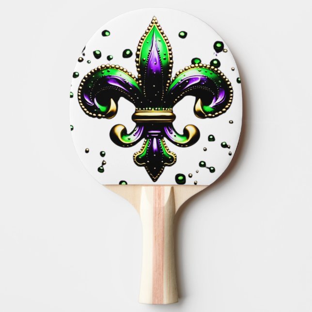 Mardi Gras Fleur de Lis Ping Pong Paddle (Front)