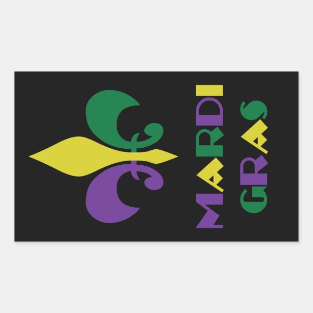 Mardi Gras ~ Fleur De Lis Rectangular Sticker (Front)