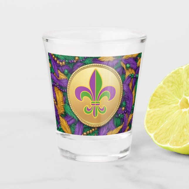 Mardi Gras Fleur de lis Shot Glass (Front)