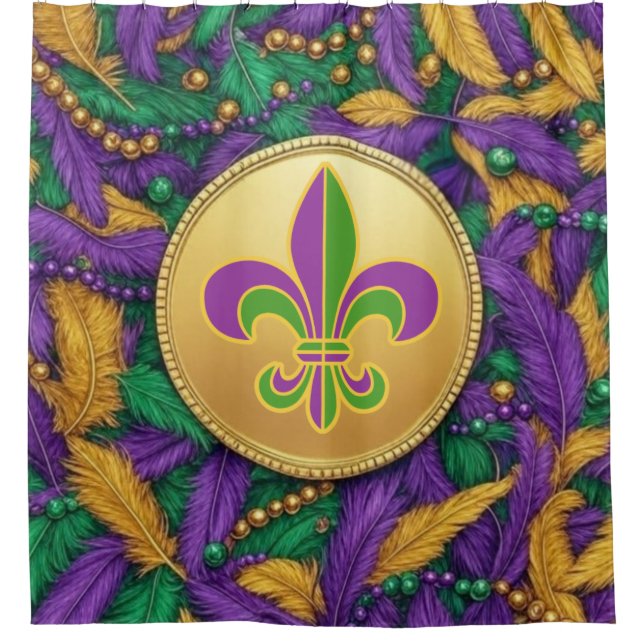 Mardi Gras Fleur de lis Shower Curtain (Front)