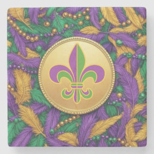 Mardi Gras Fleur de lis Stone Coaster