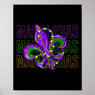 Mardi Gras Fleur De Lis Symbol Louisiana Carnival  Poster