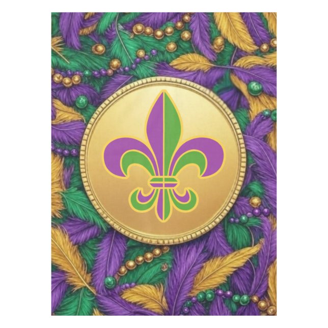Mardi Gras Fleur de lis Tablecloth (Front)