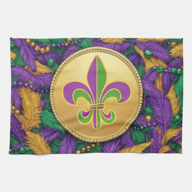 Mardi Gras Fleur de lis Tea Towel (Horizontal)