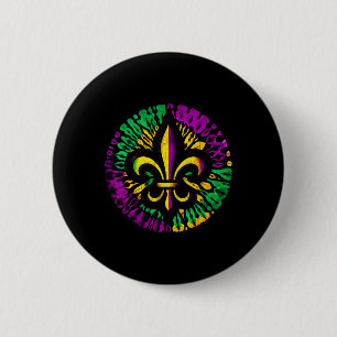 Mardi Gras Fleur De Lis Tie Dye Men Women Carnival 6 Cm Round Badge
