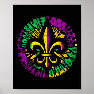 Mardi Gras Fleur De Lis Tie Dye Men Women Carnival Poster