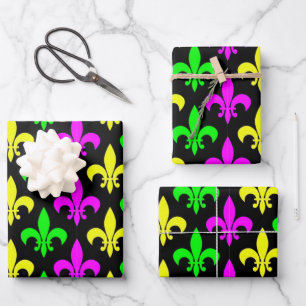 Mardi Gras Fleur De Lis Wrapping Paper Sheet