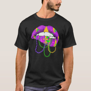 Mardi Gras Fleur De Lys Lips Costume Mardi Gras Ca T-Shirt