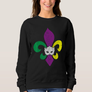 Mardi Gras Fleur De Lys Mask Kids Girl Boy Men Wo Sweatshirt