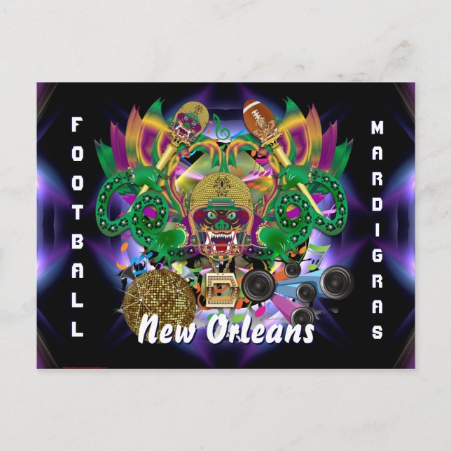 Mardi Gras Football King View Hints please Invitation Postcard (Front)