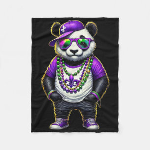 Mardi Gras For Boys Men Hip Hop Panda New Orleans Fleece Blanket